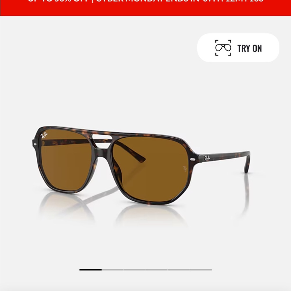 Ray-Ban Bill One, Polished Havana Frame Sunglasses with Amber Lenses